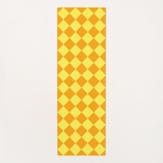 Tapis De Yoga Motif diamant orange jaune Checker (Devant)