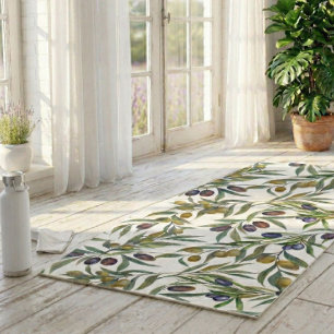 Tapis De Yoga Motif d'olive de campagne française à l'aquarelle