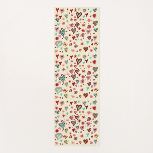 Tapis De Yoga Motif Doodle Hearts (Devant)