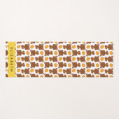 Tapis De Yoga Motif D'Ours, Mignons Ours, Citrouille, Votre Nom (Devant (Horizontal))