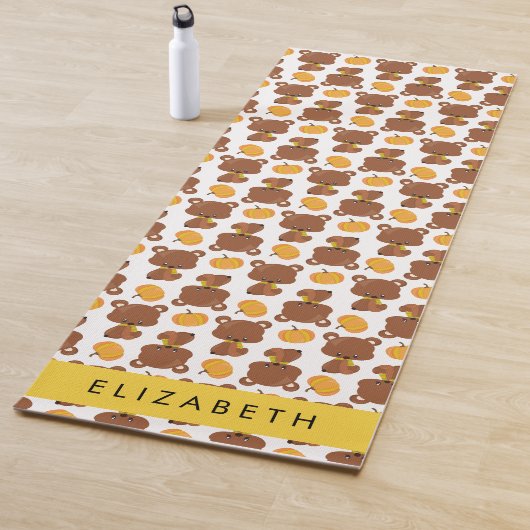 Tapis De Yoga Motif D'Ours, Mignons Ours, Citrouille, Votre Nom (En situation)