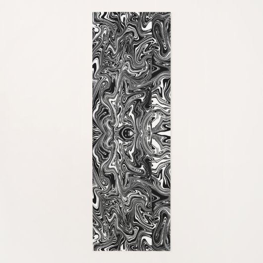Tapis De Yoga Motif en marbre Abstrait noir et blanc (Devant)
