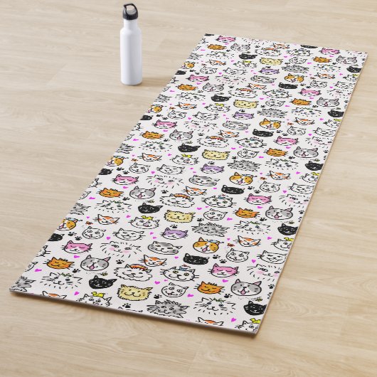 Tapis De Yoga Motif face chats Whimsical (En situation)