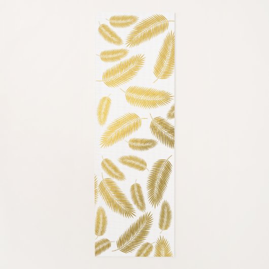 Tapis De Yoga Motif Feuille Faux Gold Palm (Devant)
