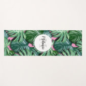Tapis De Yoga Motif Feuille tropical - Monogramme de feuillage v (Devant (Horizontal))