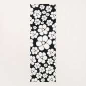 Tapis De Yoga Motif Fleur rétro en blanc sur noir (Dos)
