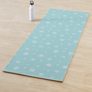 Tapis De Yoga Motif Flocon de Neige Cyan Fêtes