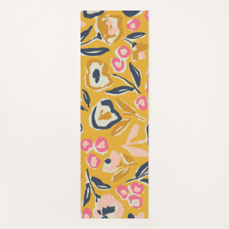 Tapis De Yoga Motif floral à l'encre gras main levée de jardin d