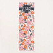 Tapis De Yoga Motif floral mignon du monogramme | rétro (Devant)