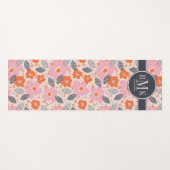 Tapis De Yoga Motif floral mignon du monogramme | rétro (Devant (Horizontal))