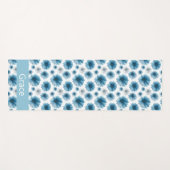 Tapis De Yoga Motif floral personnalisé bleu blanc Daisy (Devant (Horizontal))
