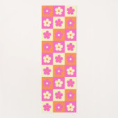 Tapis De Yoga Motif floral rétro rose et orange BOHO Chic (Devant)