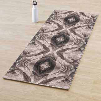 Tapis De Yoga Motif géométrique à l'aspect de sépia évoquant l'œ
