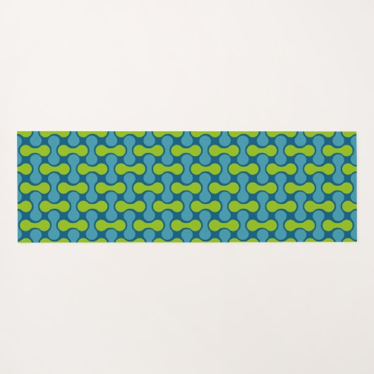 Tapis De Yoga Motif géométrique Abstrait rétro en bleu et vert (Dos (Horizontal))