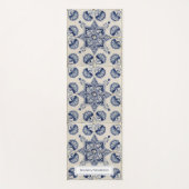 Tapis De Yoga Motif géométrique bleu vintage (Devant)