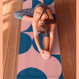 Tapis De Yoga Motif géométrique circulaire rose et bleu