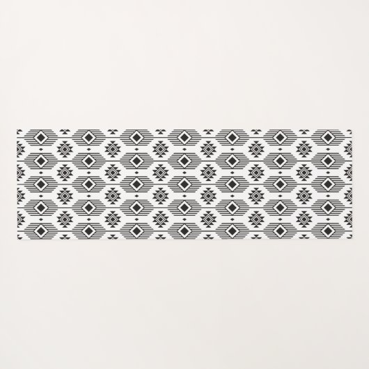 Tapis De Yoga Motif géométrique ikat noir et blanc (Dos (Horizontal))