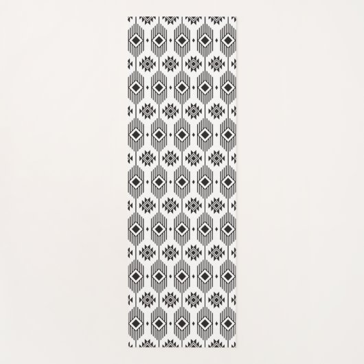 Tapis De Yoga Motif géométrique ikat noir et blanc (Devant)