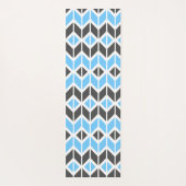Tapis De Yoga Motif géométrique moderne Blue Grey Herringbone (Dos)