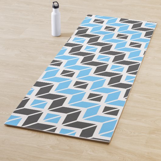 Tapis De Yoga Motif géométrique moderne Blue Grey Herringbone (En situation)