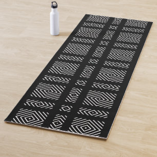 Tapis De Yoga Motif géométrique noir et blanc Ama
