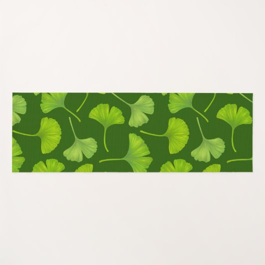 Tapis De Yoga Motif Ginkgo sur vert foncé (Devant (Horizontal))