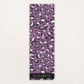 Tapis De Yoga Motif léopard, Spots, Leopard pourpre, Votre Nom (Dos)