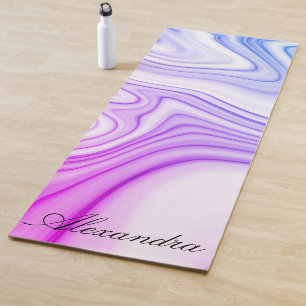 Tapis De Yoga motif liquide bleu rose marbre moderne