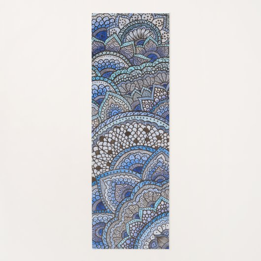 Tapis de yoga motif mandala bleu (Devant)