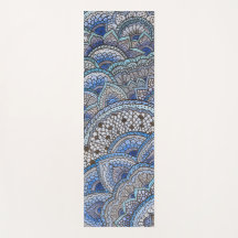Tapis de yoga motif mandala bleu