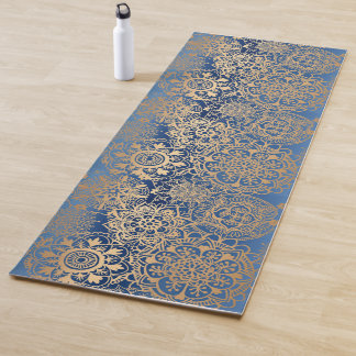 Tapis De Yoga Motif Mandala bleu et or