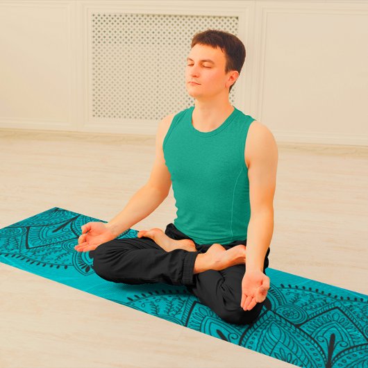 Tapis De Yoga Motif Mandala bleu orange