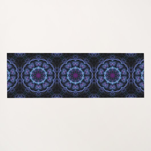 Tapis De Yoga Motif Mandala en Boho bleu foncé (Dos (Horizontal))