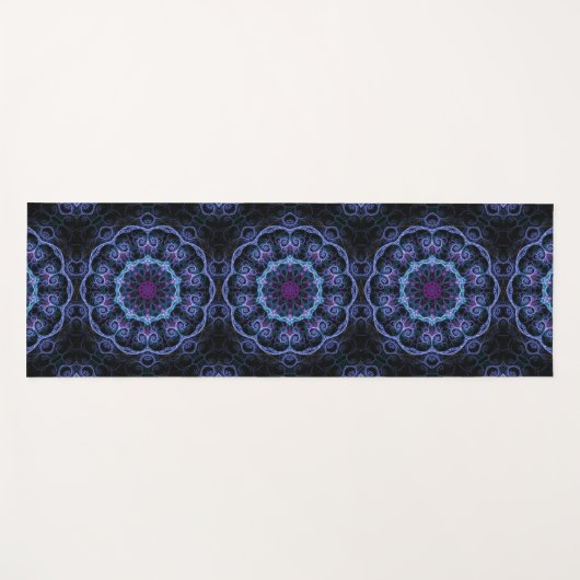 Tapis De Yoga Motif Mandala en Boho bleu foncé (Devant (Horizontal))