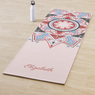Tapis De Yoga Motif Mandala personnalisé rose
