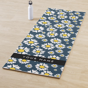 Tapis De Yoga Motif marguerite, marguerites blanches, Votre Nom