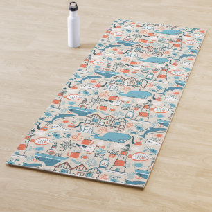 Tapis De Yoga Motif mignon de griffonnage de la Mer du Nord