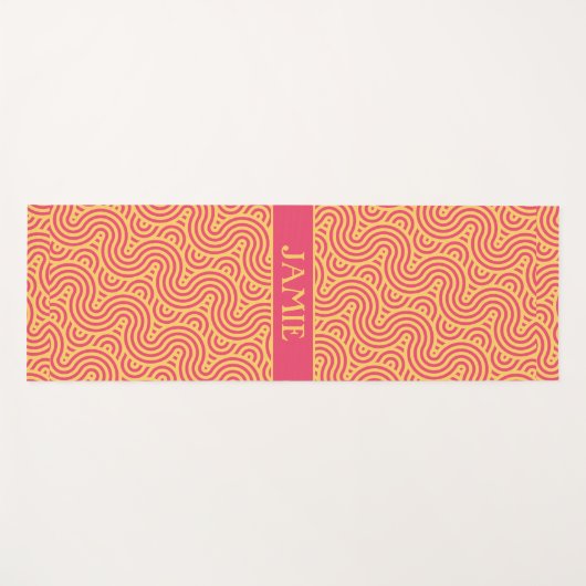 Tapis De Yoga Motif minimal géométrique rose jaune (Devant (Horizontal))
