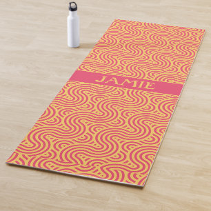 Tapis De Yoga Motif minimal géométrique rose jaune