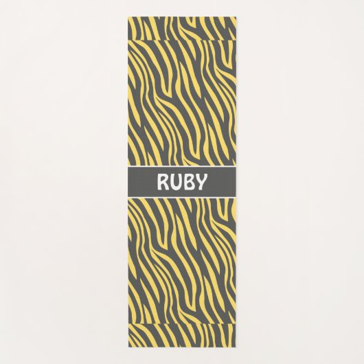 Tapis De Yoga Motif minimal Jaune de la marine Zebra (Devant)