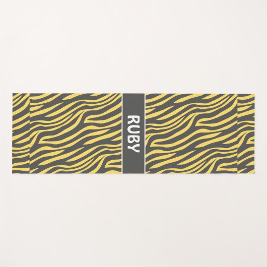 Tapis De Yoga Motif minimal Jaune de la marine Zebra (Devant (Horizontal))