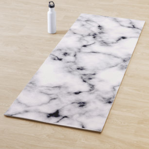 Tapis De Yoga Motif moderne en marbre noir blanc