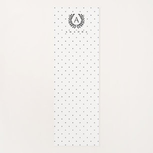 Tapis De Yoga Motif Monogramme Laurier Noir et Blanc à Points