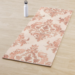Tapis De Yoga Motif ornemental aquarelle damassé pêche chaud