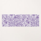 Tapis De Yoga Motif Paisley violet et blanc (Devant (Horizontal))