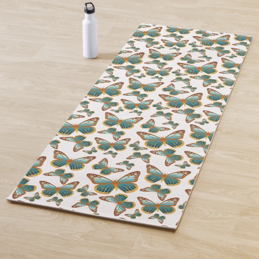 Tapis De Yoga Motif papillon bleu dégradé (En situation)