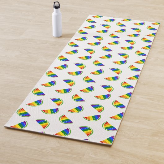 Tapis De Yoga Motif Rainbow Watermelon (En situation)