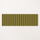 Tapis De Yoga Motif rayé en chocolat brun et vert olive (Devant (Horizontal))
