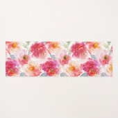 Tapis De Yoga Motif rose Aquarelle Peony (Devant (Horizontal))
