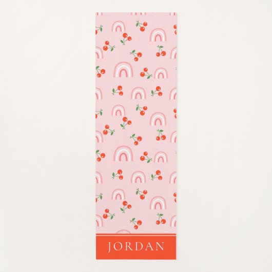 Tapis De Yoga Motif rose arc-en-ciel cerise (Devant)